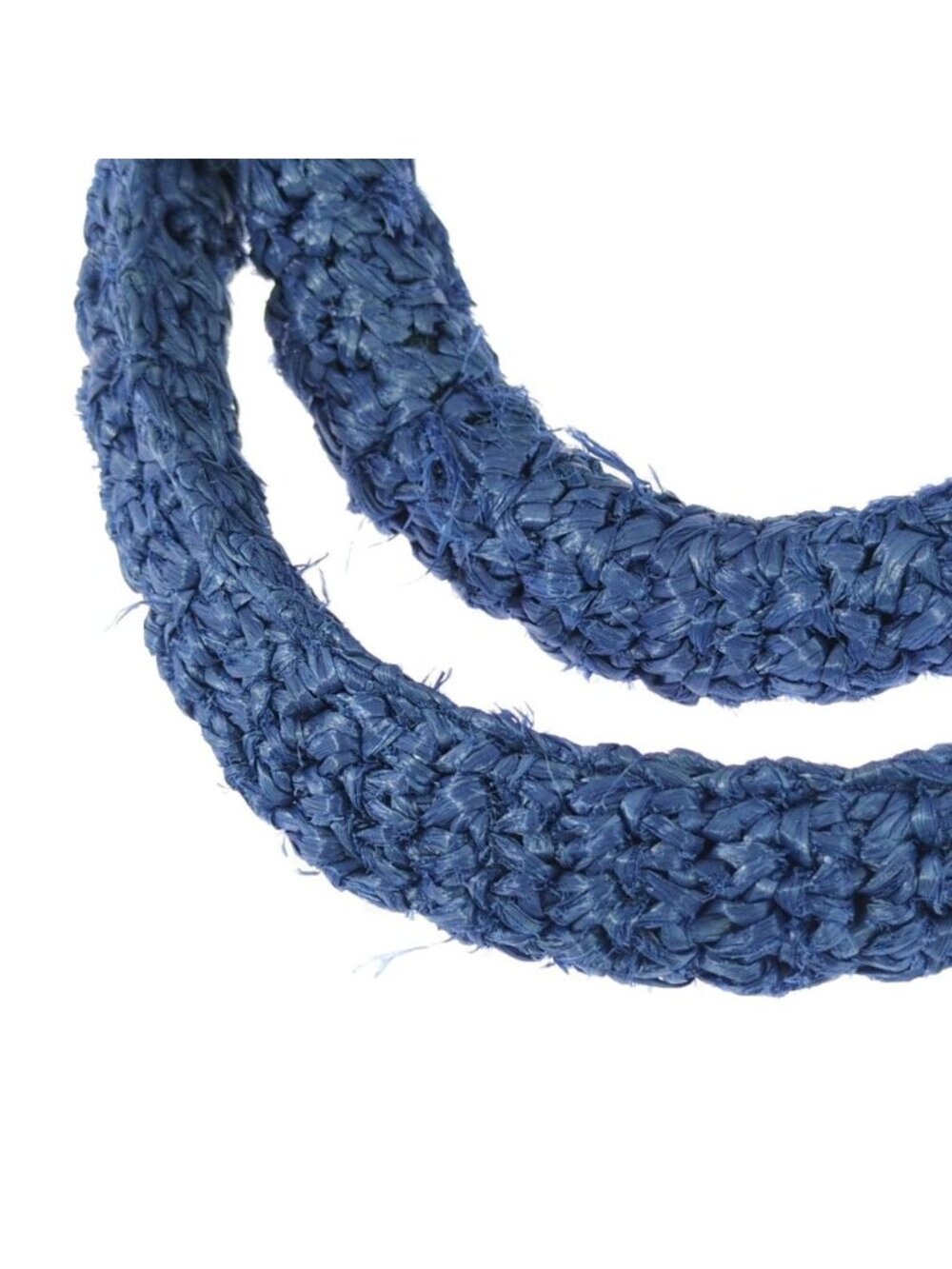 Prada Raffia Crochet Canapa Tote Handbag Triangle Logo Basket Blue Shoulder - Picture 9 of 10
